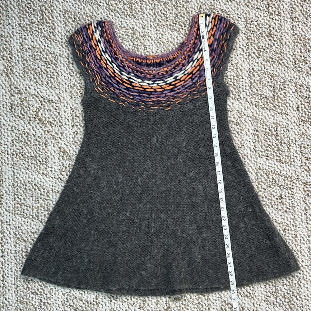FREE PEOPLE ALPACA WOOL BLEND KNIT TUNIC DRESS GRAY PURPLE SCOOP NECK SIZE SMALL - Picture 12 of 12